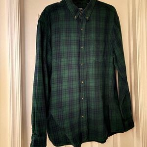 Chaps Men's Green and Blue Plaid Button Down Flannel Shirt